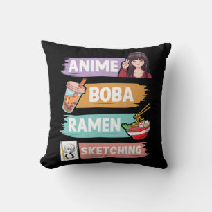 Anime Boba Ramen Sketching Otaku Kawaii Anime Girl Kudde
