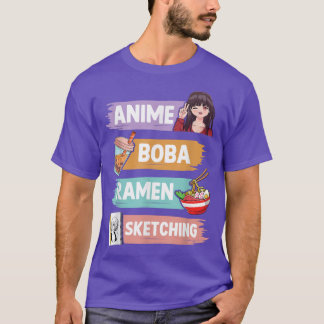 Anime Boba Ramen Sketching Otaku Kawaii Anime Girl T Shirt