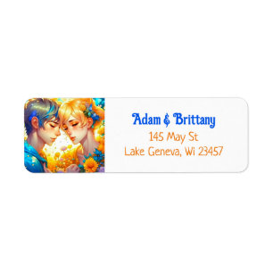 Anime Boy and Girl Blommigt par Thame Returadress Etikett