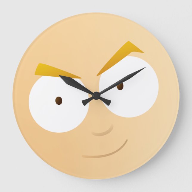 Anime Boy Ansikte - stort Round Clock Stor Klocka (Framsida)