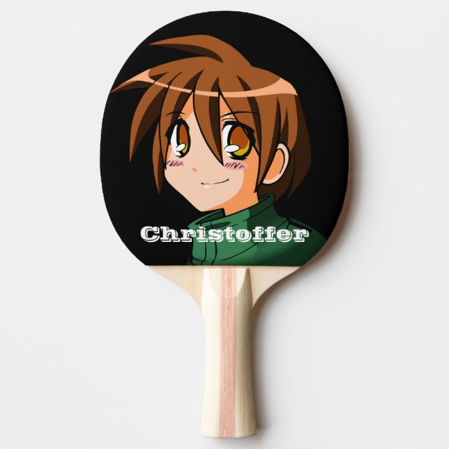 Anime Boy japanese stil grönt kawaii namn Pingisracket (Framsidan)