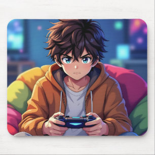 Anime Boy spelar videospel Musmatta