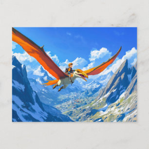 Anime boyfluga Pteranodon dinosaur-Alpernor Helg Vykort