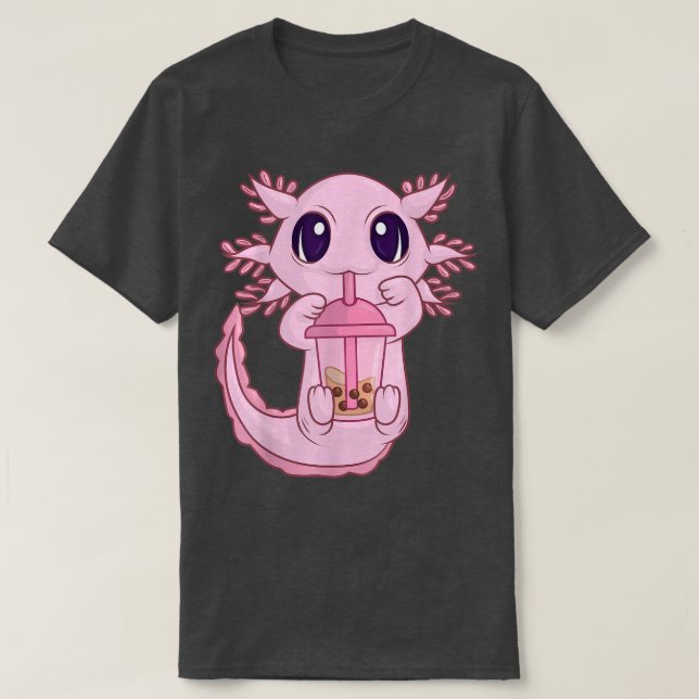 Anime Bubble Boba Tea TWomen Girls, Kawaii Aolotl T Shirt (Design framsida)