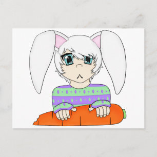 Anime Bunny Rabbit Boy with Carrot Vykort