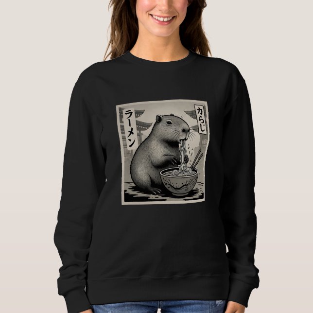 Anime Capybara Eating Ramen Japanese Cute & Funny  T Shirt (Framsida)