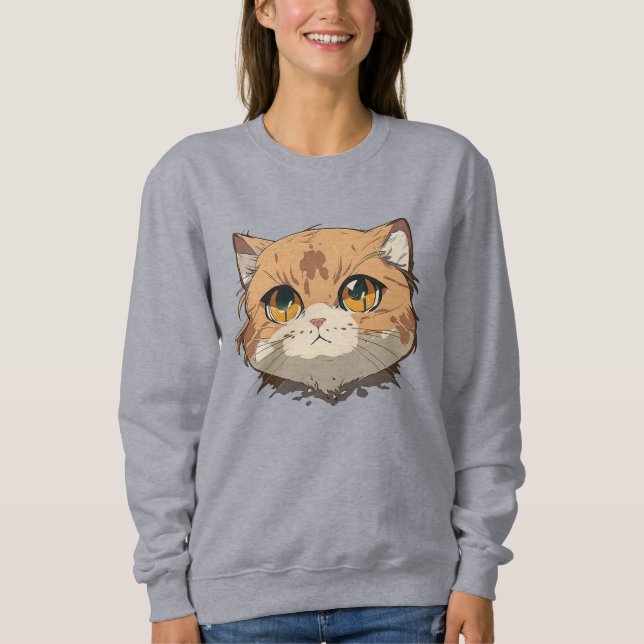 Anime Cat Ansikte T Shirt (Framsida)