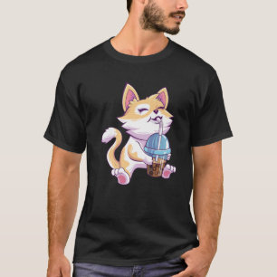 Anime Cat Boba Bubble Tea Japanska Kawaii Boba Mil T Shirt