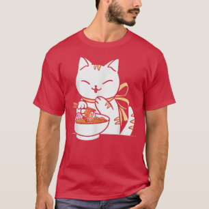 Anime Cat Cute Kawaii Cat Ramen Noodle Anime Neko T Shirt