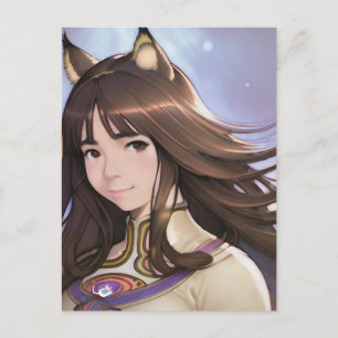 Anime Cat Eared Woman Vykort
