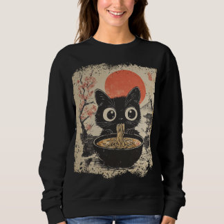 Anime Cat Eating Ramen Japansk Stil Anime Älskare T Shirt