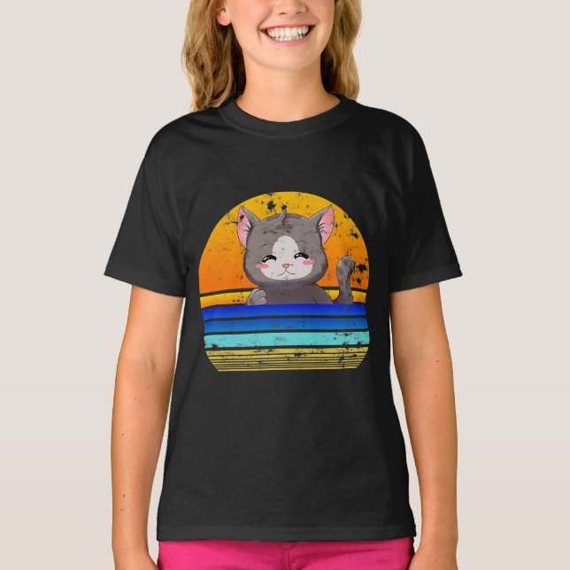 Anime Cat | Gått för flickans födelsedag T Shirt (Framsida)