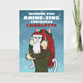 Anime Cat Girl-julkort, Helgdag Card Helgkort