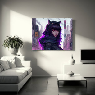 Anime Cat Girl Poster Canvastryck