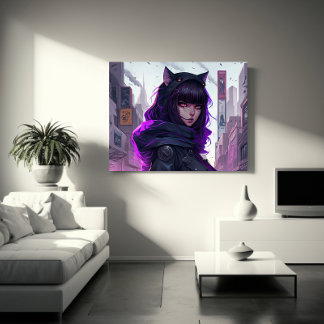 Anime Cat Girl Poster Canvastryck