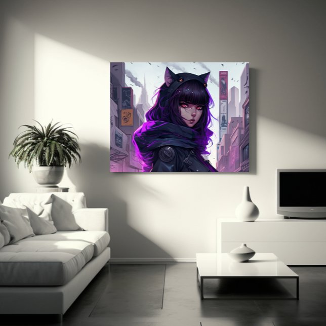 Anime Cat Girl Poster Canvastryck (Skapare uppladdad)