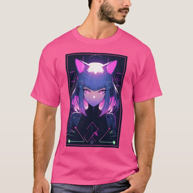 Anime Cat Girl T Shirt (Framsida)