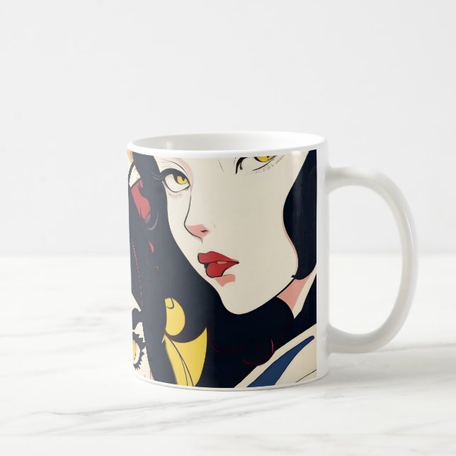 Anime Cat Girls Mönster Kaffemugg (Höger)