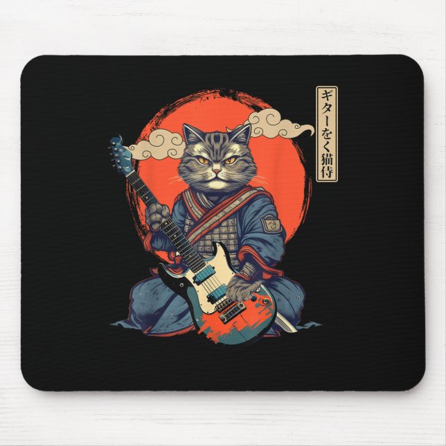 Anime Cat Japanska Samurai Tattoo Kawaii Ninja Gui Musmatta (Framsidan)