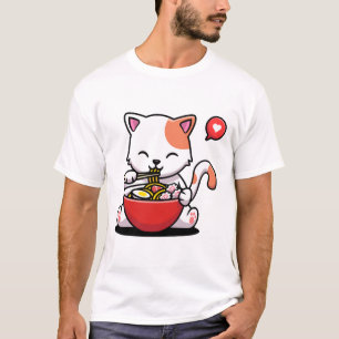 Anime Cat Ramen Kawaii Neko Otaku Japansk noodles T Shirt