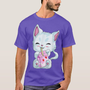 Anime Cat Strawberry Mjölk Shirt for Women Girls, T