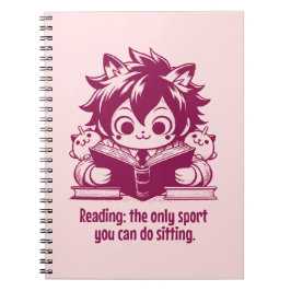 Anime Catboy läser ett bok och ett lustigt bokat c Anteckningsbok