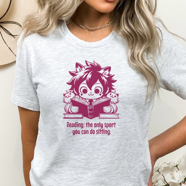 Anime Catboy läser ett bok och ett lustigt bokat c T Shirt (Skapare uppladdad)