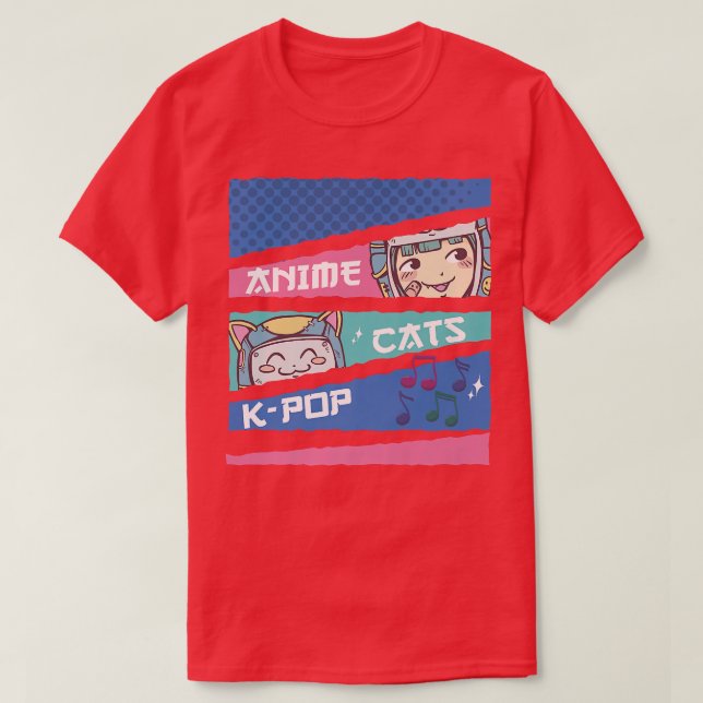 Anime Cats KPop Japanese Art Manga Otaku Kawaii Ja T Shirt (Design framsida)