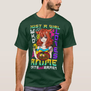 Anime Cats och Ramen Pho Chopsticks Tonåring Anime T Shirt