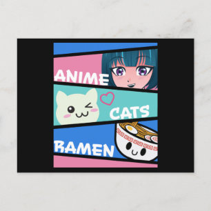 Anime Cats Ramen Manga Cosplay Japan Kawaii Gift Vykort