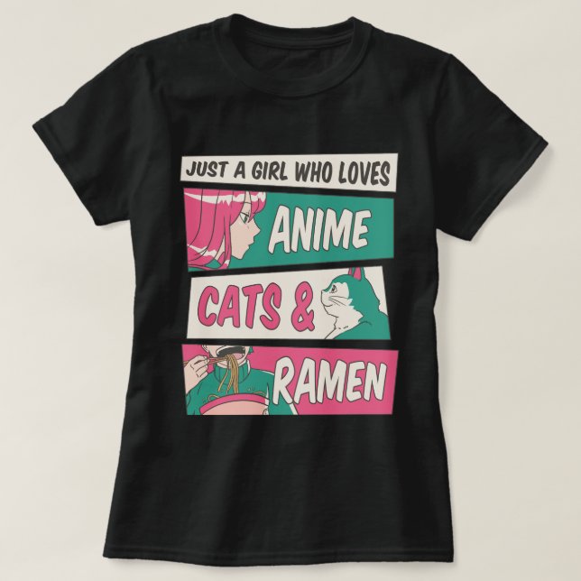 Anime Cats Ramen Tshirt-PR T Shirt (Design framsida)