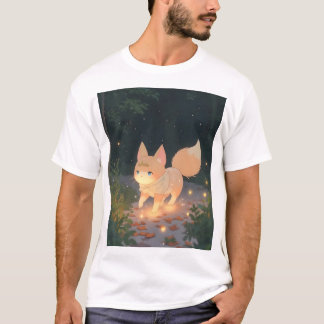 Anime Celestial Fox i Starlit Forest T Shirt