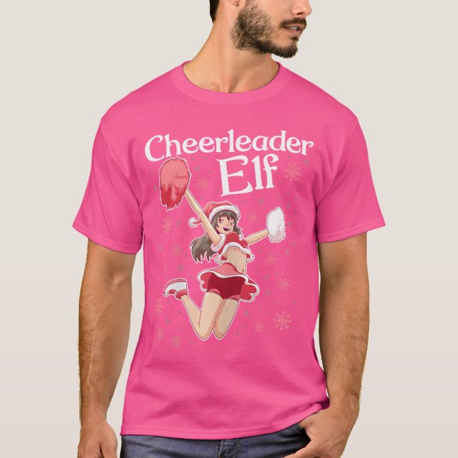 Anime CheerLeader Elf Cheerlead jul T Shirt (Framsida)