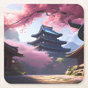 Anime Cherry Blommar & Tranquil Pagoda Ligcape Underlägg Papper Kvadrat