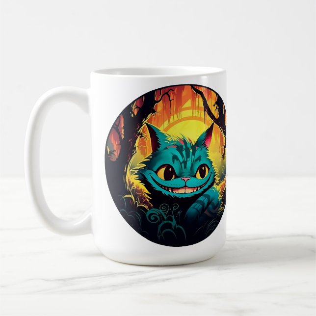Anime Cheshire Cat Alice i Wonderland Kaffemugg (Vänster)