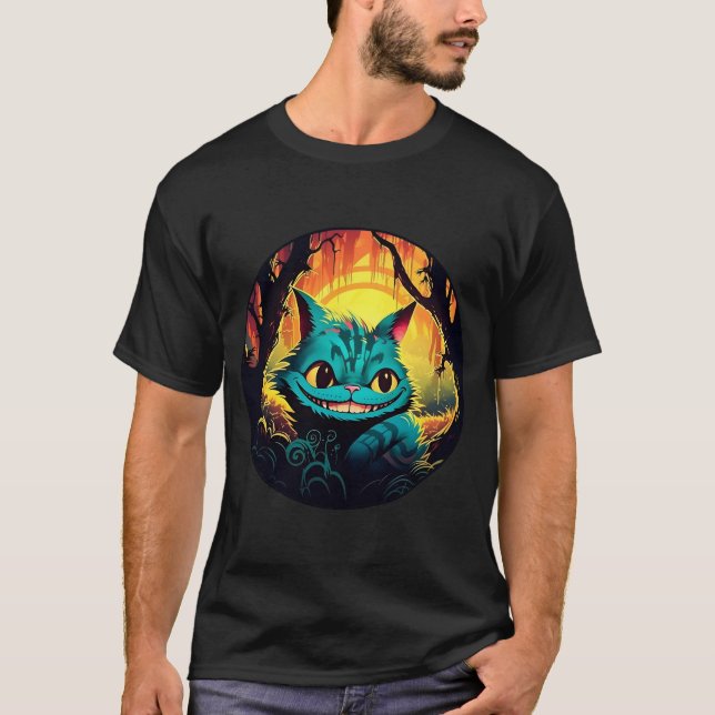 Anime Cheshire Cat Alice i Wonderland T Shirt (Framsida)