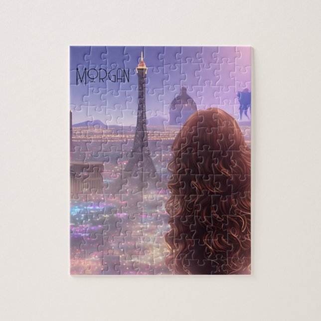 Anime City Girl Day Dreaming Overlook Skyline Pussel (Vertikal)