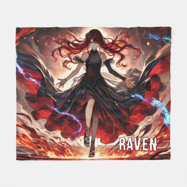 Anime Command the Flames, Embrace the Storm Anpass Fleecefilt (Framsidan (Horisontell))