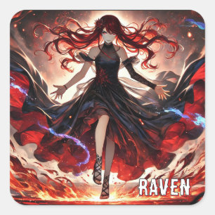 Anime Command the Flames, Embrace the Storm Anpass Fyrkantigt Klistermärke