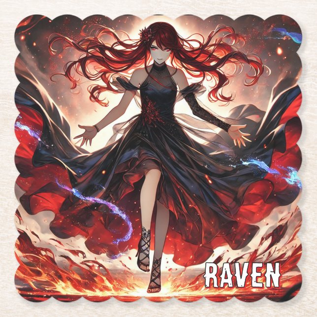 Anime Command the Flames, Embrace the Storm Anpass Underlägg Papper (Framsida)