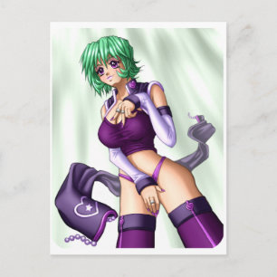 Anime Cover Up Girl Vykort