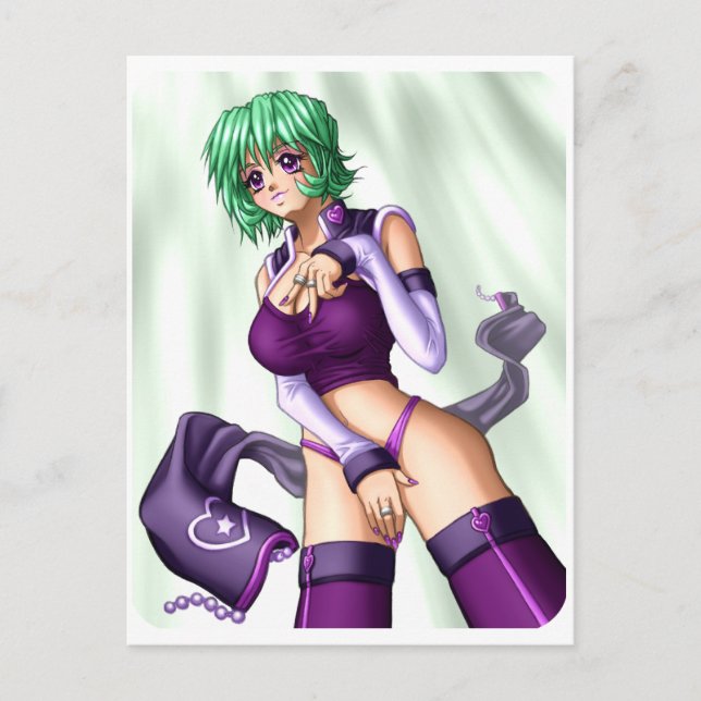 Anime Cover Up Girl Vykort (Framsida)