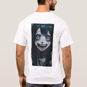 Anime Crazy Girl Psycho Ansikte T-Shirt