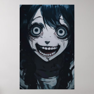 Anime Crazy Girl Psycho Crazy Ansikte Poster