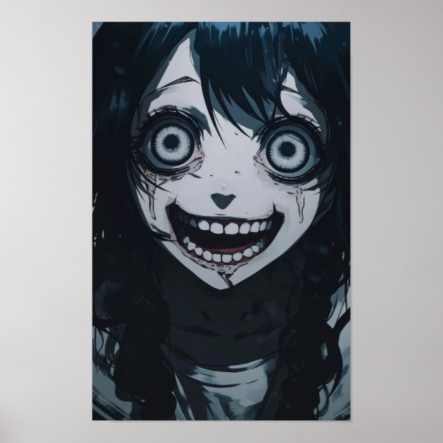 Anime Crazy Girl Psycho Crazy Ansikte Poster (Framsidan)
