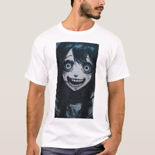 Anime Crazy Girl Psycho Crazy Ansikte T-Shirt