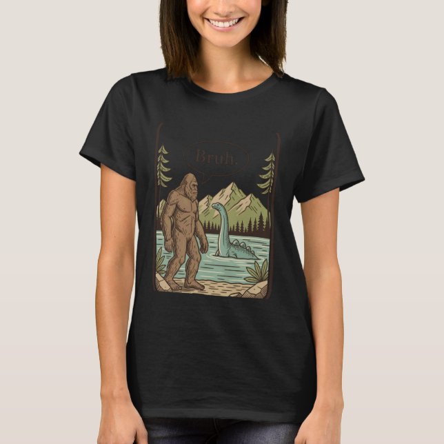 Anime Cryptid Bruh. Retro Sasquatch & Nessie, Otak T Shirt (Framsida)