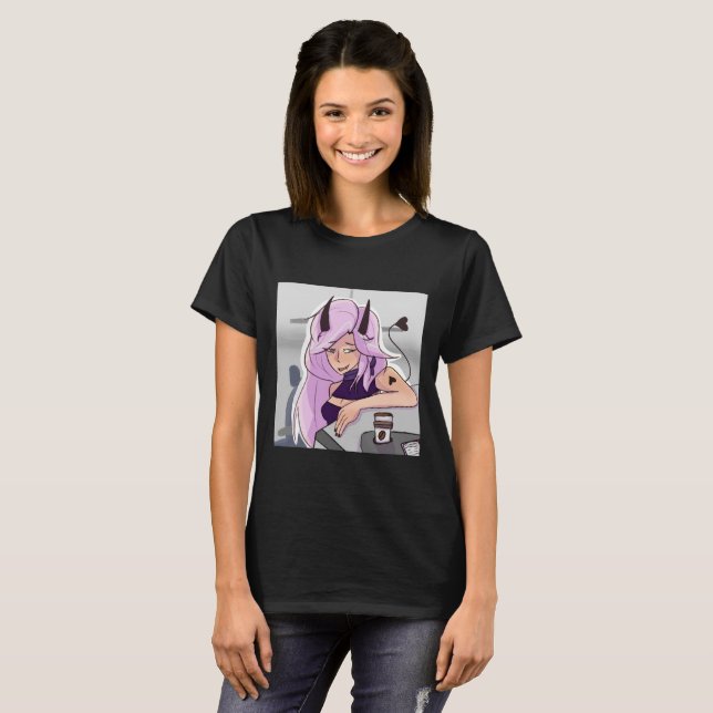 Anime Cute Demon Girl Character T-Shirt (Hel framsida)