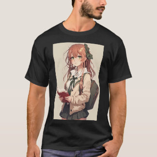 Anime Cute Girl Student i sexig skjorta T Shirt