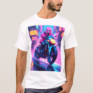 Anime Cyber Punk-tema grafisk t-shirt